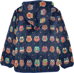 CHIFIGNO Colorful Owls Navy Boy Winter Coat, Toddler Zip up Hoodie Warm for Fall Winter Spring 3T