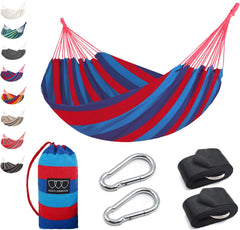 Gold Armour Brazilian Style Hammock with Tree Straps for Hanging, Portable Single Double Hammock for Camping, Outdoor, Indoor, Patio, Backyard (Pink Stripe)