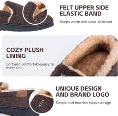 House Slippers for Men Moccasins - Memory Foam Indoor Outdoor Slip-on Loafers with Warm Soft Wool