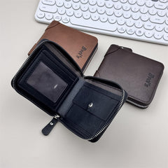 Mens Blocking Wallets Zipper Leather Wallet for Men Bifold Card Holder