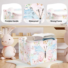 3D Pastel Butterfly Baby Laundry Hamper Collapsible Clothes Kids Storage Basket Large Girls Gift Toy Box Bin for Bedroom, Colorful, 36L