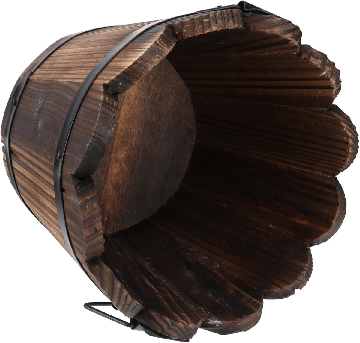 Hemoton Wooden Bucket Barrel- Wooden Flower Pot, Garden Planters Rustic Decorative Flower Beds for Plants, Indoor Outdoor Use (12 * 10 * 9cm)