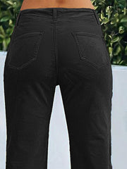 Flamingals Women's Wide Leg Pants for Women Mid Waist Dress Flare Straight Leg Corduroy Pants Workout Jeans Trendy