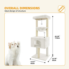 Fashion Design 43.3" Cat Trees with Cat Houses,Grey