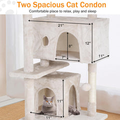 Cat Tree 70 Inches Cat Tower for Indoor Cats Multi-Level Cat Condo with Litter Box Enclosure,Scratching Posts for Indoor Cats (Ashy)