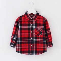 Boys Plaid Long Sleeve Shirt Button Down Shirts Flannel Lapel Tee Trendy Tops Casual Jacket Fall Clothes with Pocket