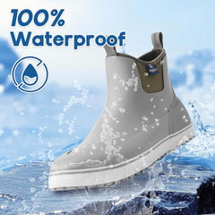Riverruns Men's Deck Boots 6-Inch Rain Boots Anti-Slip Waterproof Rubber Fishing Garden Ankle Work Booties Shoes