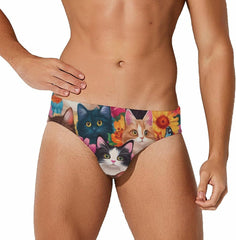Cat (1) Men's Swimsuit Brief Beach Shorts Bikini Swimwear Sexy Swimming Trunks