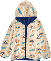 CHIFIGNO Cute Dogs Beige Toddler Boy Zip up Hoodie Sweatshirt Jacket for Fall Winter 3T