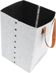 Ciieeo Felt Laundry Basket Hamper with Handle Foldable Storage Bin for Clothes Toys and Sundries Sturdy Material Grey Color for Bedroom and Bathroom
