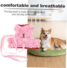 FRCOLOR Stereo Flower Traction Chest Strap for Dogs Breathable Cute Design Pet Harness with Random Colors for Spring Summer Walks