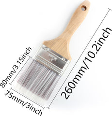 3 inch Wide Soft Bristle Paint Brush, Flat Stain Brush, Wooden Handle Deck Brush, Masonry Brush, Wood Stain Brush