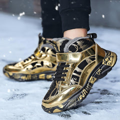 Boys Snow Boots Winter Waterproof Slip Resistant Sneakers Faux Fur Lined Winter Boots Cold Weather Shoes