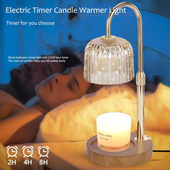 2 Pack Electric Timer Candle Warmer Light,With bracket Dimmable Candles Wax Glass Warmers Lamps for Jar Candles Burner No Flame Scented Melting Warming Lantern Adjustable Height(4*50W Bulb) (Type-C)