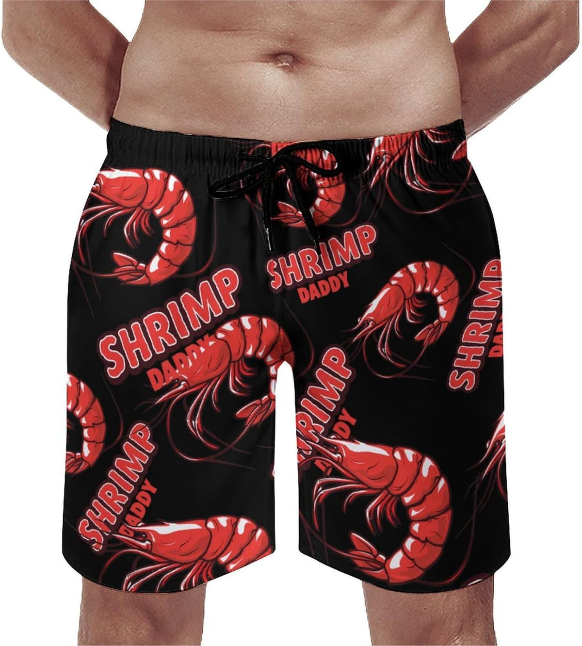 Shrimp Daddy Men's Swim Trunks Quick Dry Hawaii Board Shorts Mesh Lining Beach Swimwear with Pockets