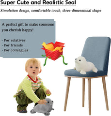 Seal Plush Stuffed Animal White Cute Toy Pillow Kawaii Doll for Kids, 9 inch