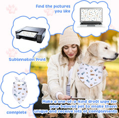 White Dog Bandana, 6 PCS Blank Dog Bandanas Sublimation Pet Bandana DIY Plain Bandanas Washable Triangle Dogs Scarf Pet Handkerchief or Bib for Dogs Puppy Cats Birthday Party Fun Idea Gift