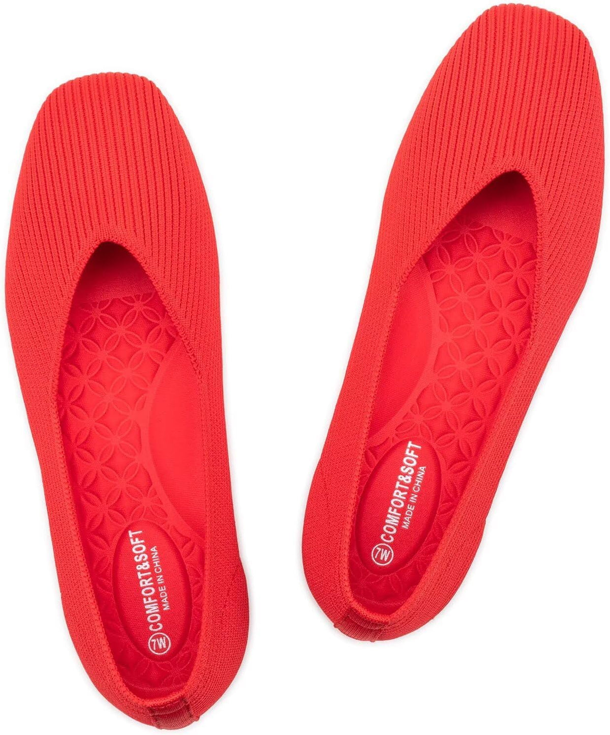 Frank Mully Womens Wide Flat Shoes Square Toe Shoes Knitted Work Flats Comfortable Women Shoes Comfortable Women Shoes