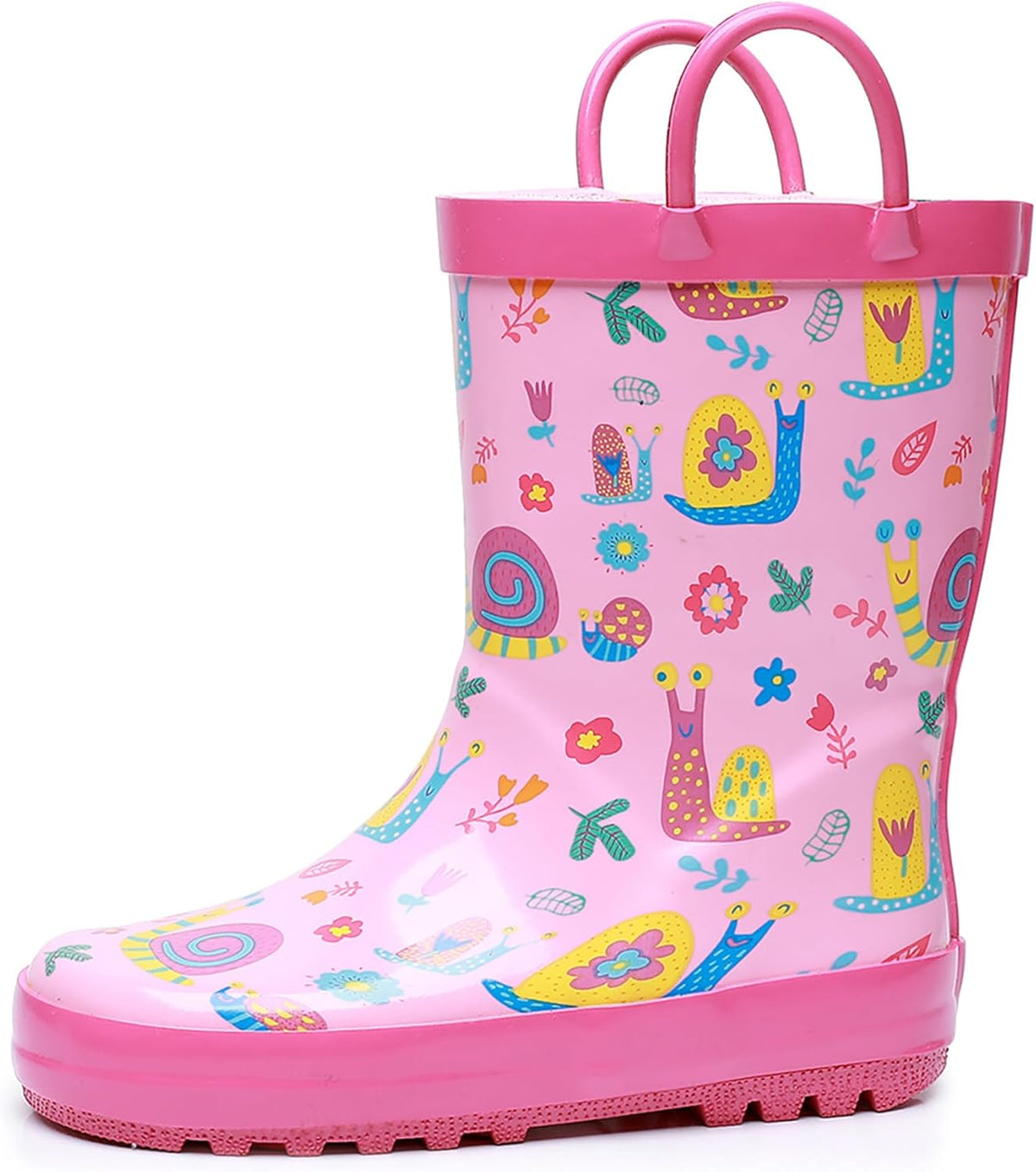 WTW Toddler and Kids Rain Boots with Easy-On Handles, Unisex-Child Waterproof Rubber Rain Boots in Fun Patterns for Girls and Boys (Toddler/Little Kid/Big Kid)