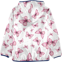 CHIFIGNO Butterflies White Kids Warm up Jacket Fleece Jacket for Fall Winter 3T