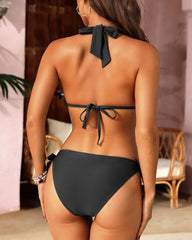 Women Halter Bikini Set - Two Piece Triangle Swimsuit Tie Bathing Suit 2025 Cute Swimwear