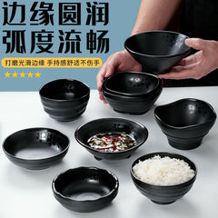 Commercial hot pot restaurant seasoning rice bowl, anti-drop black imitation porcelain restaurant small bowl-186-black