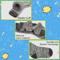 Kids Thick Socks 6 Pairs Toddler Boys Girls Hiking Warm Socks Soft Thermal Cozy Crew Socks for Children Aged 3-14