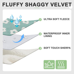 BEAUTYZOO Waterproof Dog Blankets for Small Dogs Washable- Reversable Dog Blanket for Furniture, Sofa, Couch, Crate, Car- Soft Sherpa Dog Throw Plush Pet Bed Blanket Cat Puppy Kitten, 24"x32" Blue