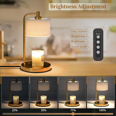 Candle Warmer Lamp with Timer, Dimmable Candle Wax Warmer Electric Candle Lamp for Scented Candles with Bulbs, House Warming Gifts Brithday Gifts Home Decor(Gold)