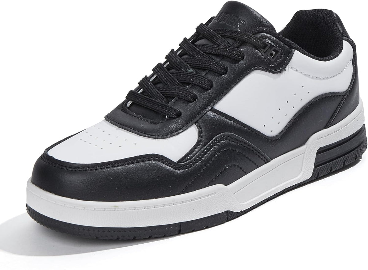 Niluber Women's Fashion Low Top Sneakers - White PU Leather Tennis Shoes-Lace Up Comfortable Casual Waking Shoes