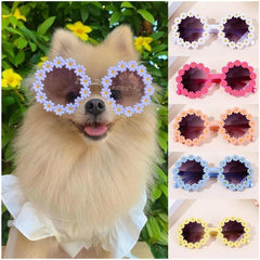 Decorative Play Pet Accessories Flower Sunglasses Round Role Play Glasses Photo Props Cat Glasses & Spectacles(Yellow)
