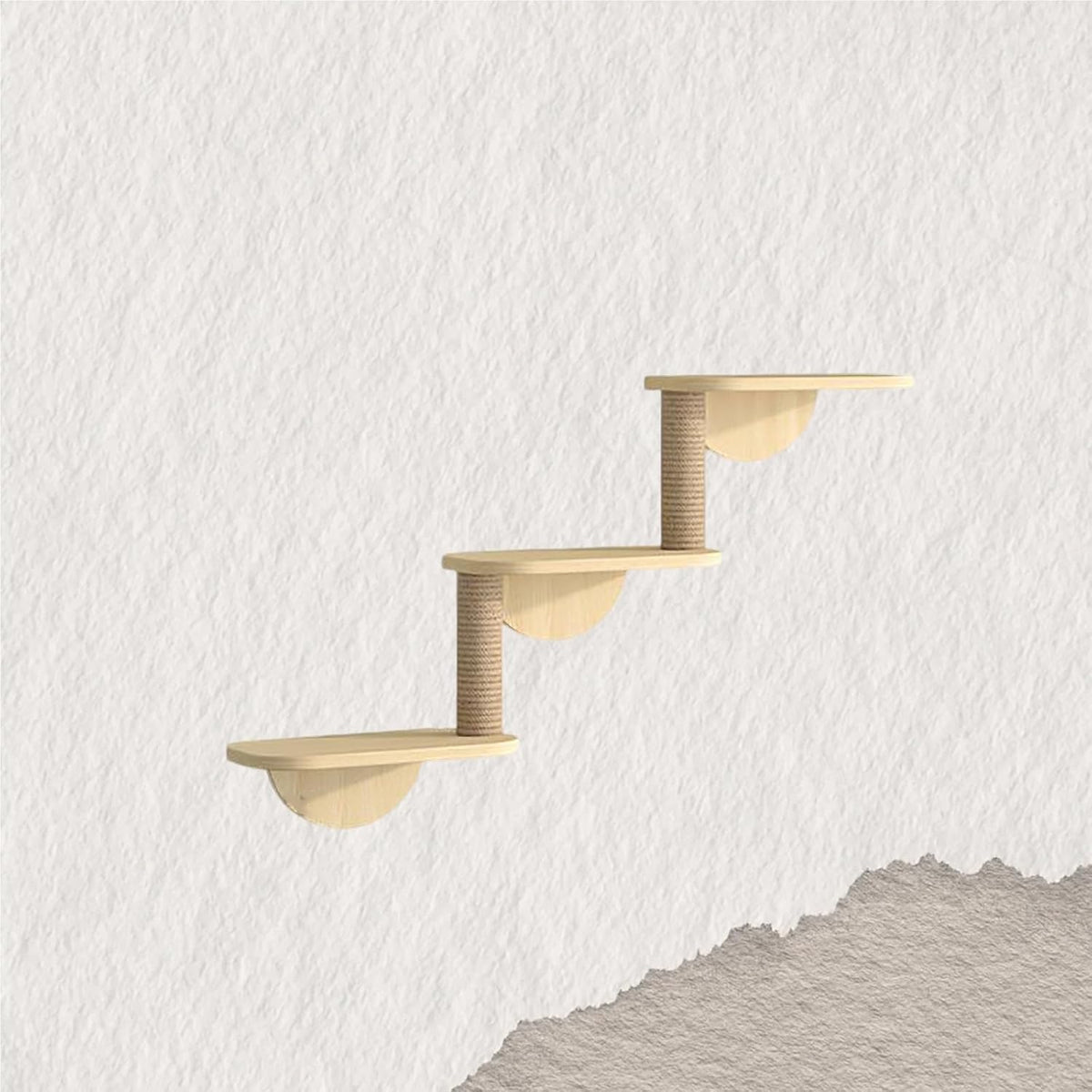 Cat Tree House, Wall-Mounted Cat Climber Set with Climbing Shelves, Perches, Bridge, Scratching Board, Wood Indoor Cats Furniture for Kittens Play(24x18x10cm)