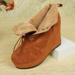 Women's Ankle Boots Wedge Platform Short Booties Round Toe Lace up Wedge Heels Warm Suede Boots for Party Evening Shoes Winter Flatform Chunky Wedges Comfortable Ankle Booties Shoes