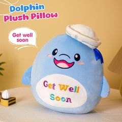 Athoinsu 12" Get Well Soon Dolphin Plush Pillow Soft Sofa Cushion Squishy Plushie Toy Cute Stuffed Animal Room Decor Feel Better Gifts for Recovering Patient (Blue)