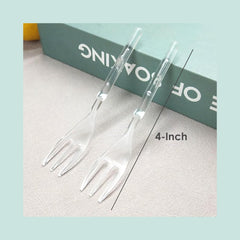 Heavy Duty Mini Forks, Disposable Plastic Small Forks 4" for Appetizer Dessert Tasting, Heavy Duty, Clear Plastic 100-Pack