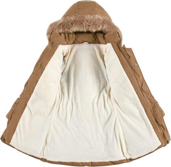 Happy Cherry Kids Girls Winter Down Coat Mid Long Overcoat Lightweight Down Jacket Thickened Windbreaker with Hood