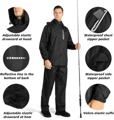 SWISSWELL Men's Waterproof Golf Rain Suit Rain Gear Jacket and Pant Outdoor Lightweight Hooded Raincoat