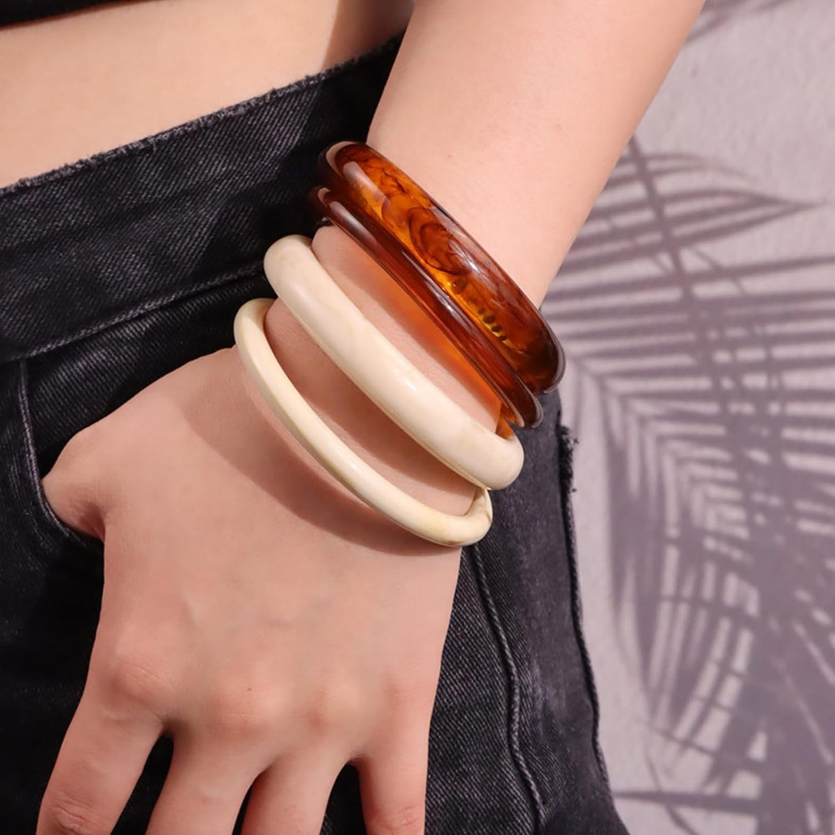 Colorful Acrylic Chunky Bangles for Women Trendy Resin Bangle Cuff Jewelry Gift