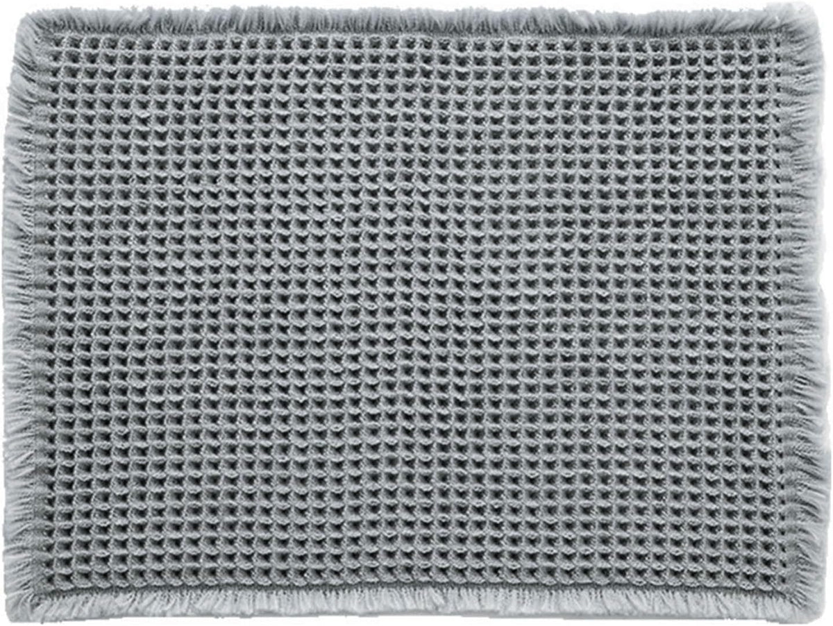 Bath Mats for Bathroom, 20" X 31.5" Absorbent Washable Non Slip Bathroom Rugs with Tassels,Waffle Bath Mat,Soft Shaggy Thick Bathmat for Bath Floor Accessories Shower Room Beside Bathtub (Grey)