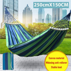 Comfortable Double Canvas Hammock, Fabric Camping Hammock 250x150CM, Portable Lightweight Hammock with Travel Bag for Camping