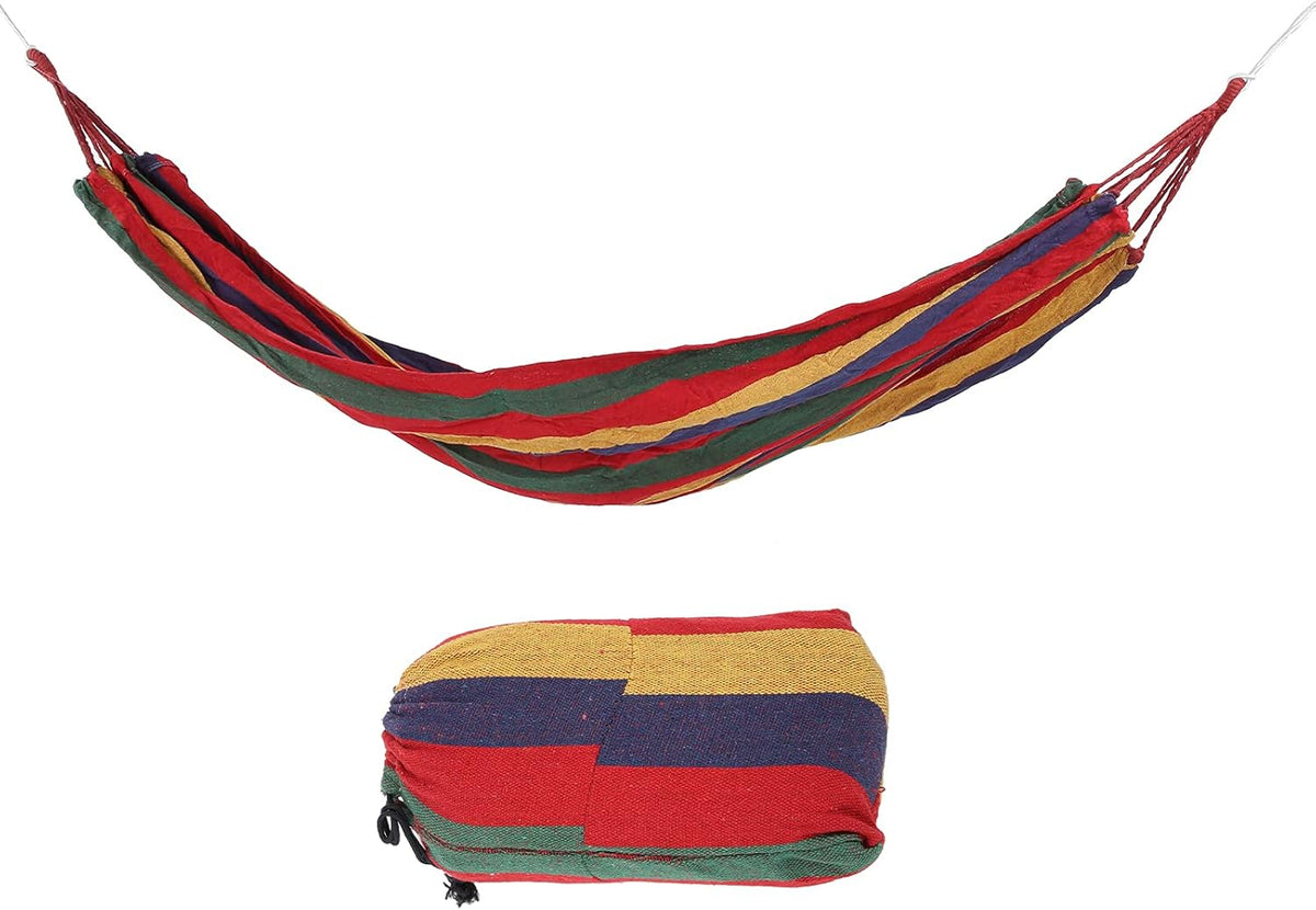 Camping Hammock Portable for Outdoor Travel, 250kg Load Capacity, Comes with Carry Bag, Easy Installation, Durable Canvas Material, Ideal for Camping Hiking (Red)