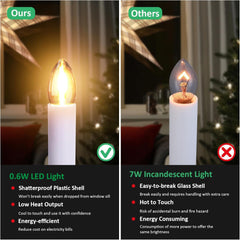 4-Pack Electric Christmas Window Candle Lights Dusk to Dawn with Shatterproof Plastic LED Bulbs, Plug-in Corded Window Candle Lamps, Auto On/Off Light Sensor, 4 Suction Cups Included, Warm White