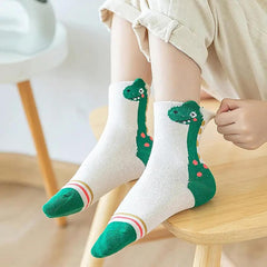 5Pairs Boys Crew Socks Funny Cartoon Dinosaur Cotton Crazy Socks for Kids