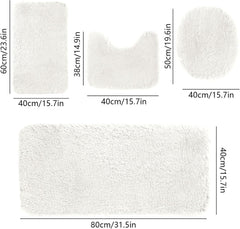 Bathroom Rugs, 4PCS Solid Color Bathroom Rug Set, Bathrooms Rugs for 4 PCS Toilet Mats Soft Comfortable Water Absorption Non-Slip Thick Bath Mat Set