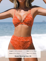 CUPSHE Bikini Set for Women Bathing Suit High Waisted Scalloped V Neck Two Pieces Swimsuit