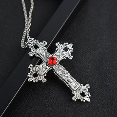1pcs Punk Large Cross Pendant Necklaces for Women Men Charm Goth Chain Choker Fashion Jewelry Couples Necklace Gift,50cm Long
