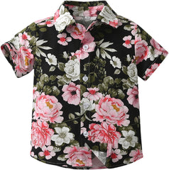 Hawaiian Shirt for Boys Kids Short Sleeve Button Down Lapel Neck Shirts Tropical Summer Casual Top Toddler Baby Outfit