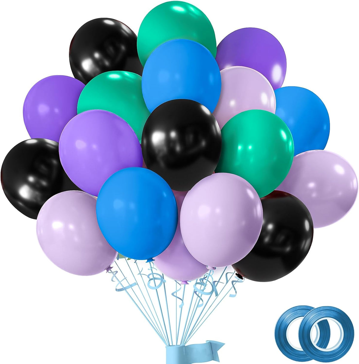 Boys Girls Video Game Balloons, 50pcs 12inchs Black Purple Teal Blue Balloons, Party Balloons for Boys Girls Video Game Birthday Baby Shower Party Decorations Party Supplies