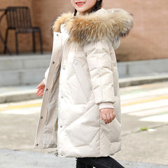 Girls Winter Thick Hooded Puffer Coats Jackets Hooded Warm Lined Puffer Outerwear Windproof Down Snowsuit Clothes