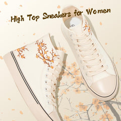 Iarus High Top Sneakers for Women White Canvas Comfortable Shoes for Women Walking Casual Sneakers Tennis Shoes